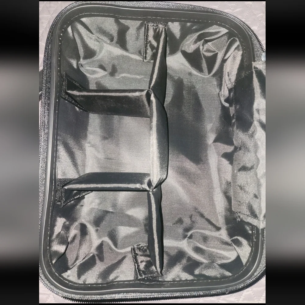 Stylish Black and White Hardshell Makeup Bag NEW